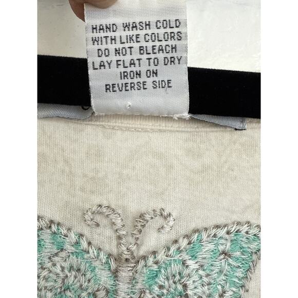 CAbi Womens Large #533 Embroidered Beaded Floral Print Butterfly Tank Top Flawed - Picture 7 of 9